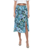Light Blue Floral Midi Skirt 1