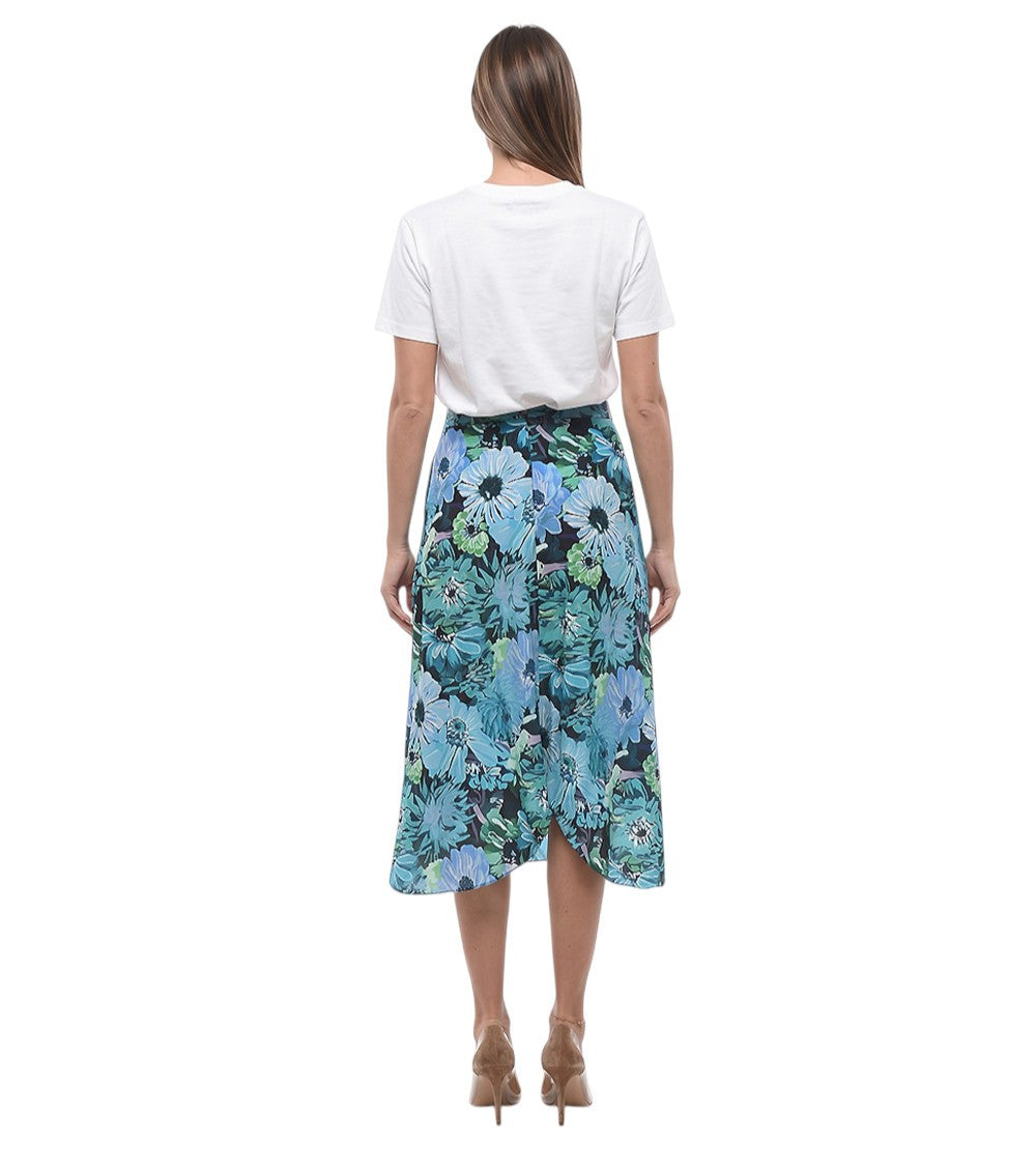 Light Blue Floral Midi Skirt 2