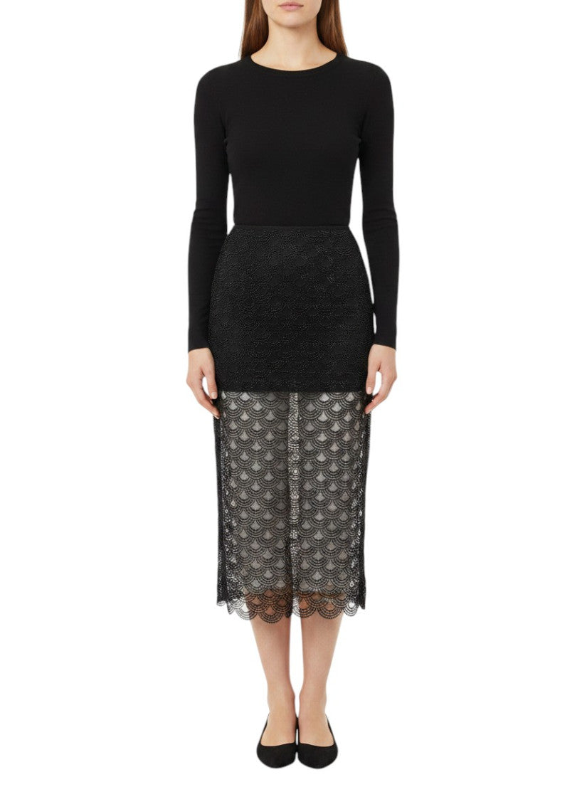 Black Lace Midi Skirt 1