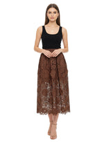 Brown Floral Midi Skirt 1