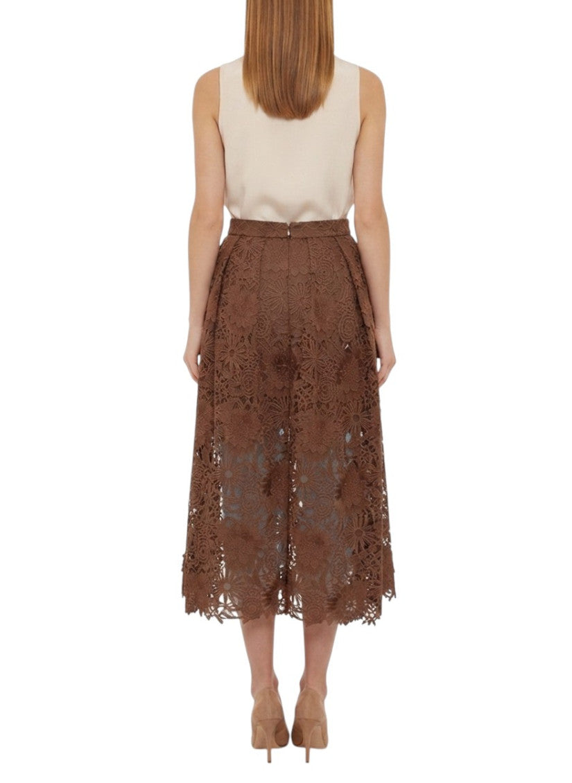 Brown Floral Midi Skirt 2
