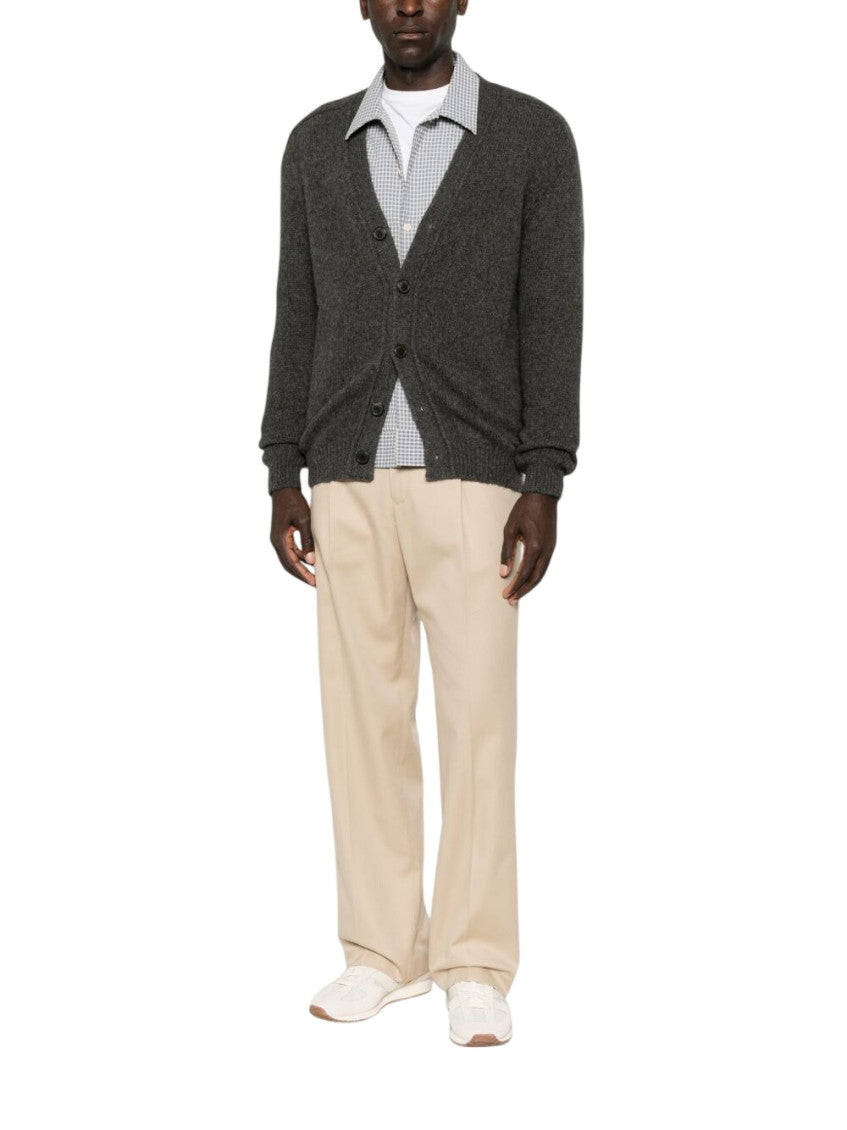 Beige Straight Pleated Trousers 1