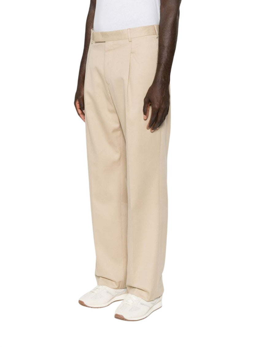 Beige Straight Pleated Trousers 2