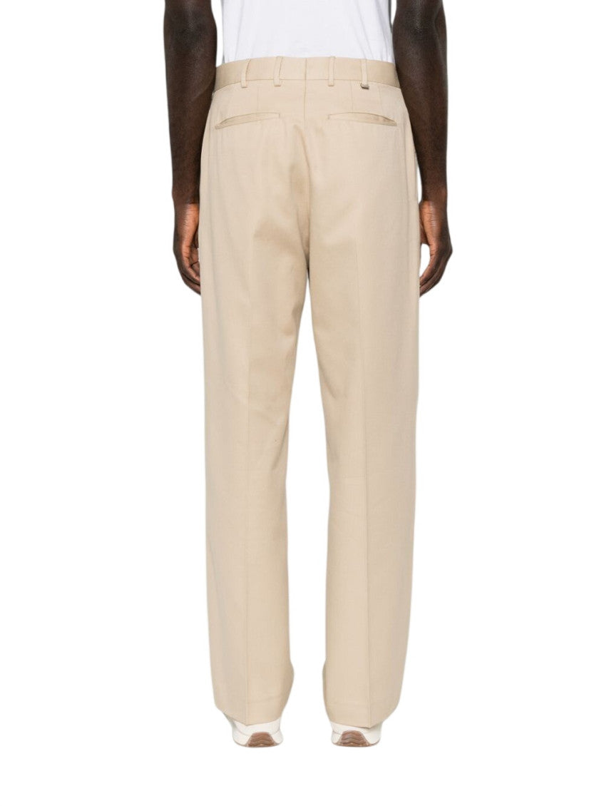Beige Straight Pleated Trousers 3