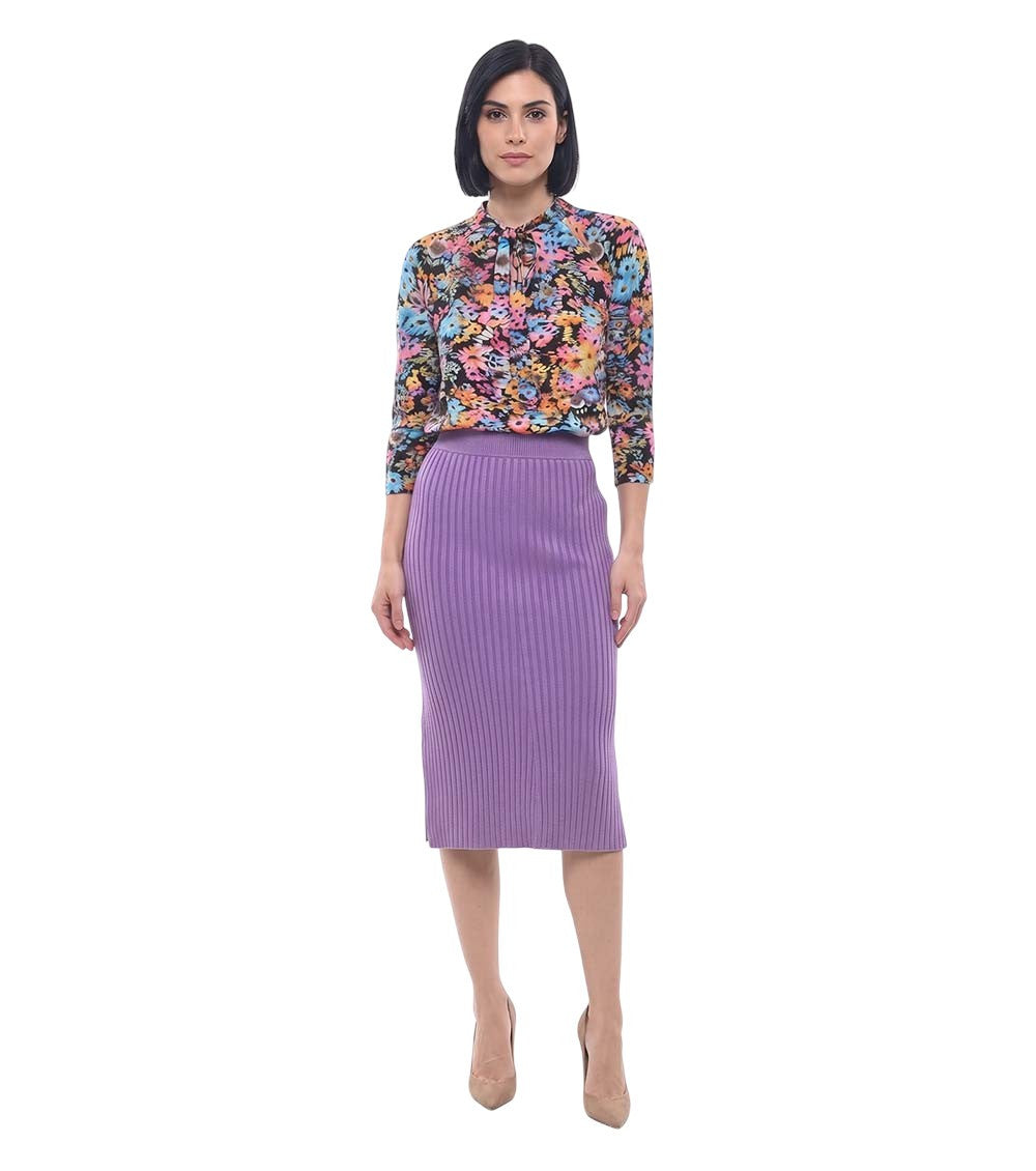 Purple Pleated Midi Skirt 4