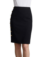 Black Solid Knee Length Skirt 1