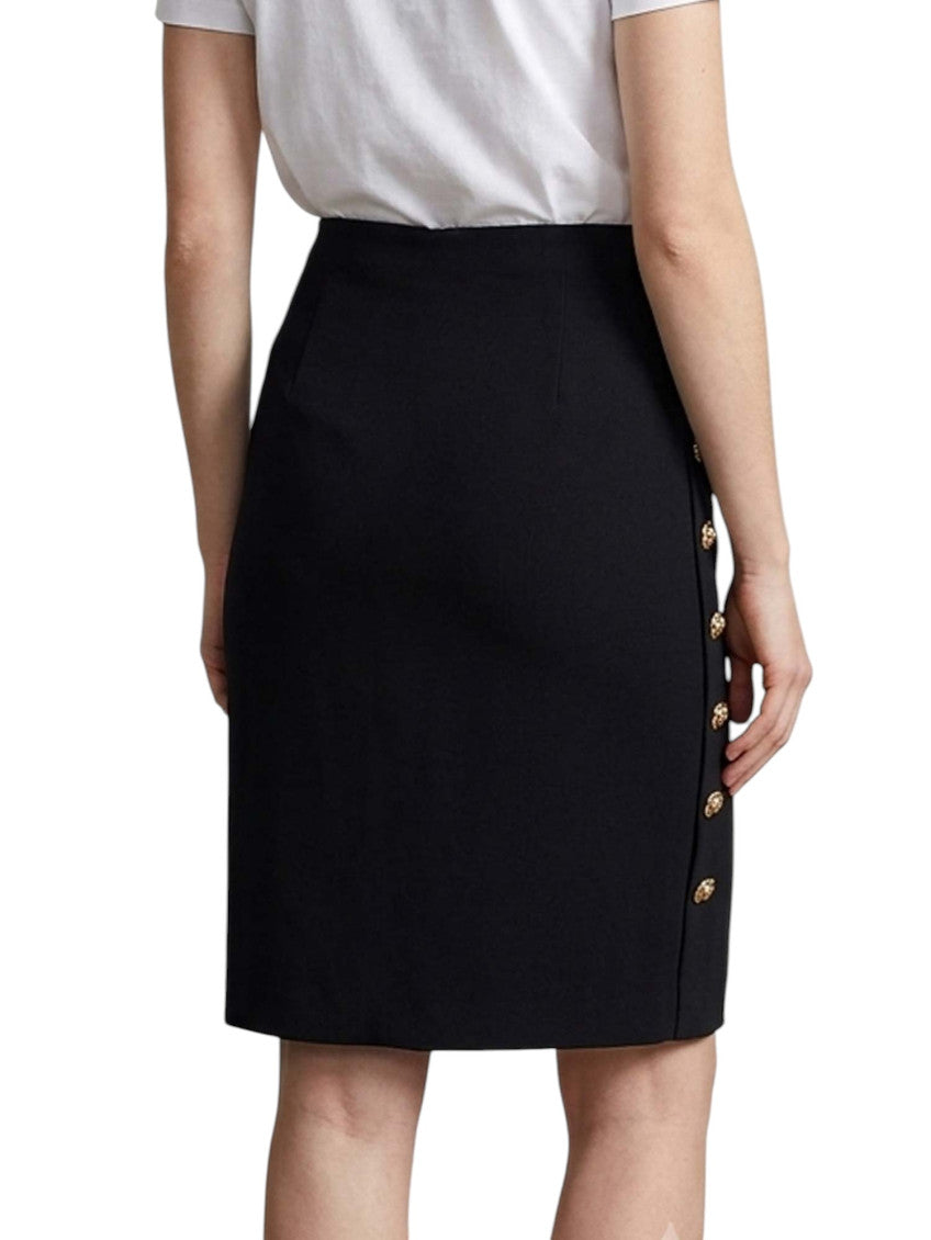 Black Solid Knee Length Skirt 2