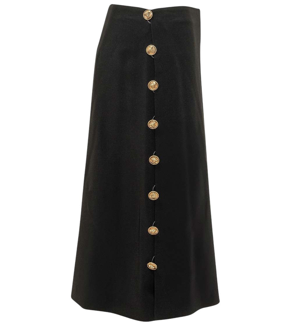 Black Solid Knee Length Skirt 3