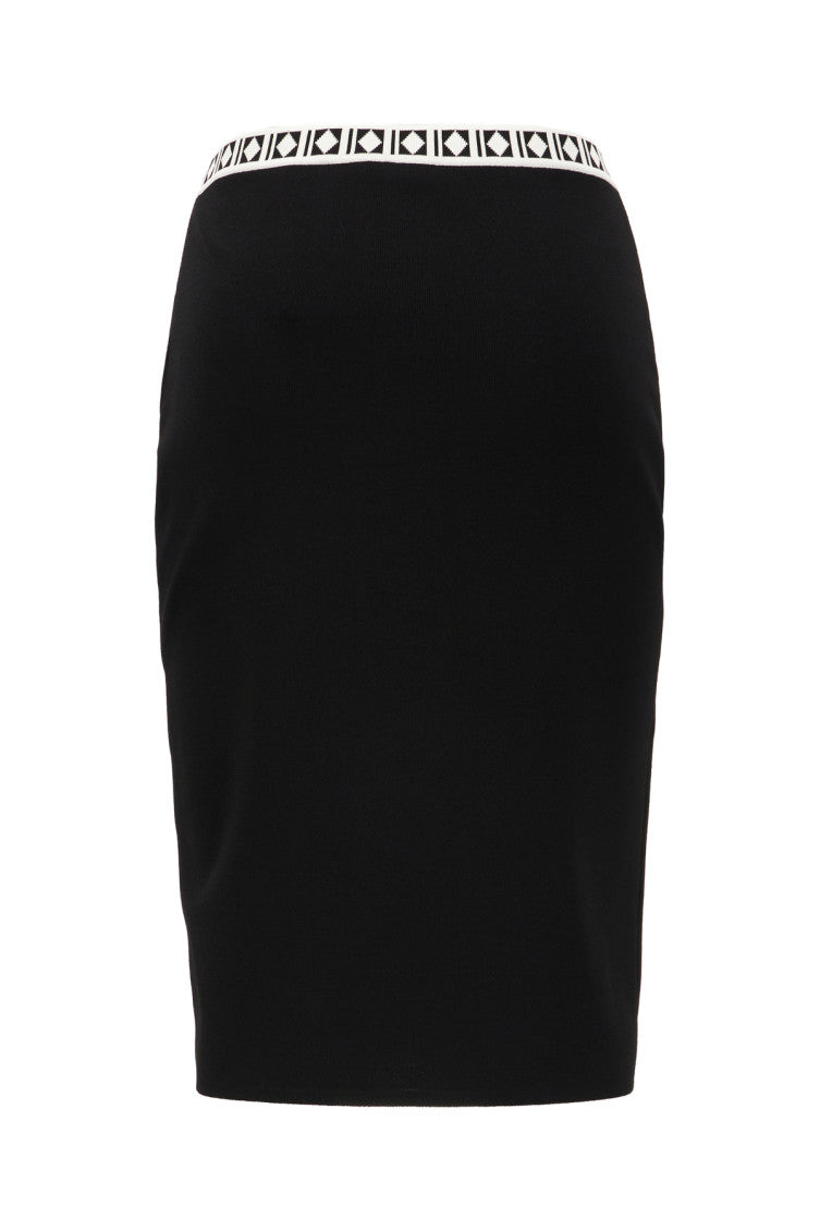 Black Geometric Knee Length Skirt 2