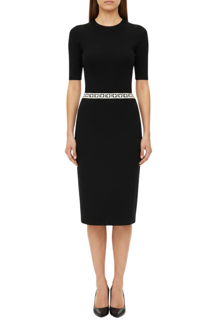 Black Geometric Knee Length Skirt 4
