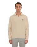 Beige Logo Polo Sweater 1