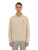 Beige Logo Polo Sweater 1