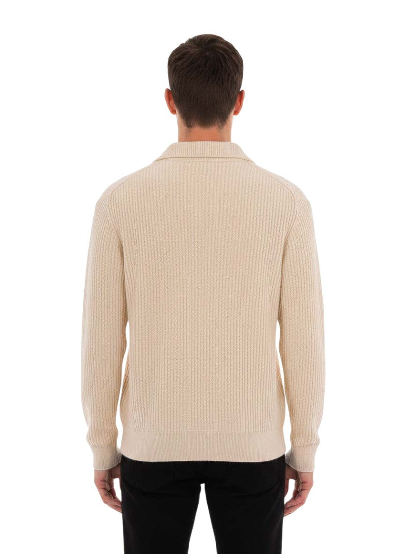 Beige Logo Polo Sweater 2