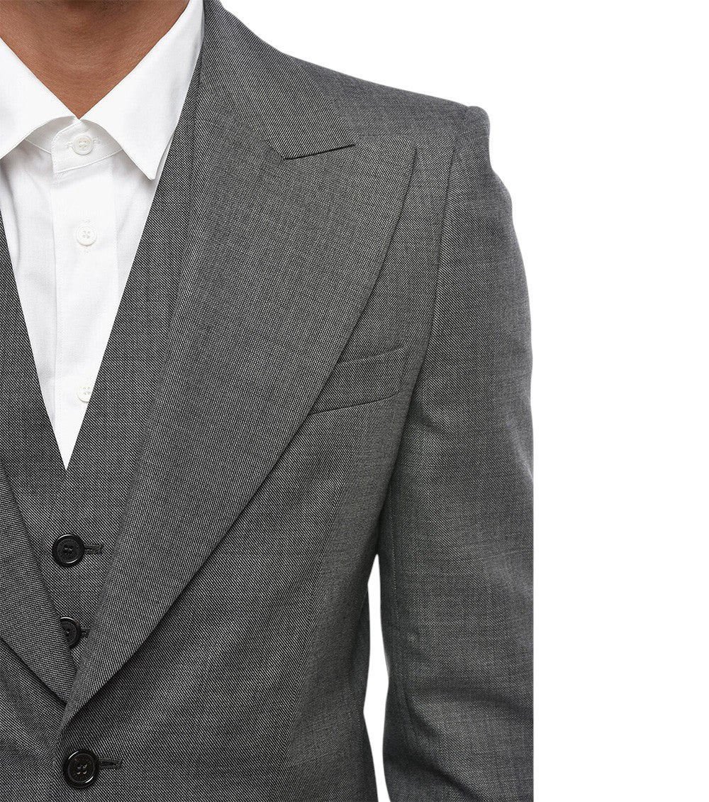 Grey Peaked Lapel Suit 4