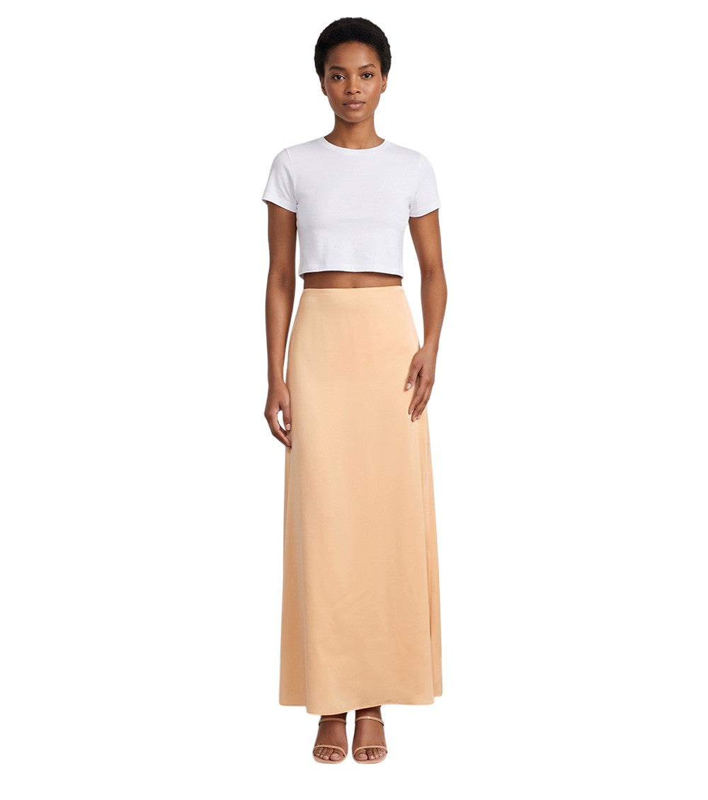 Orange Solid Maxi Skirt 1