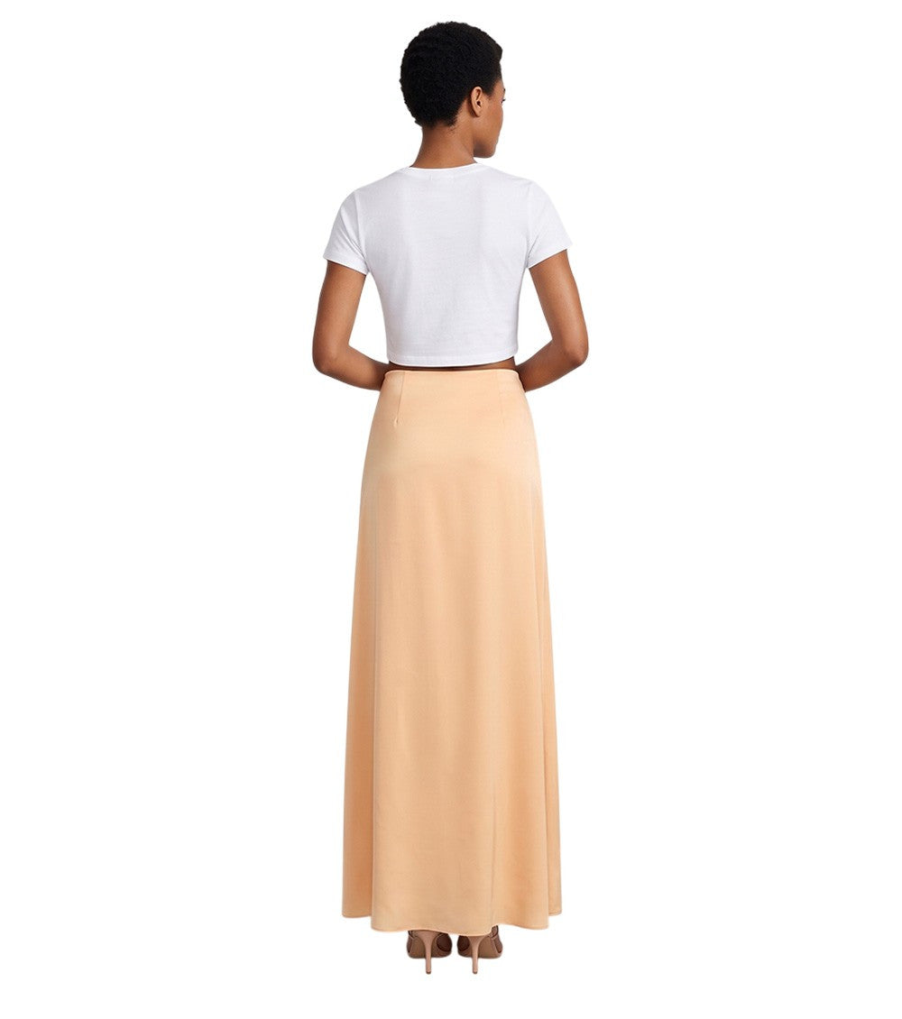 Orange Solid Maxi Skirt 2