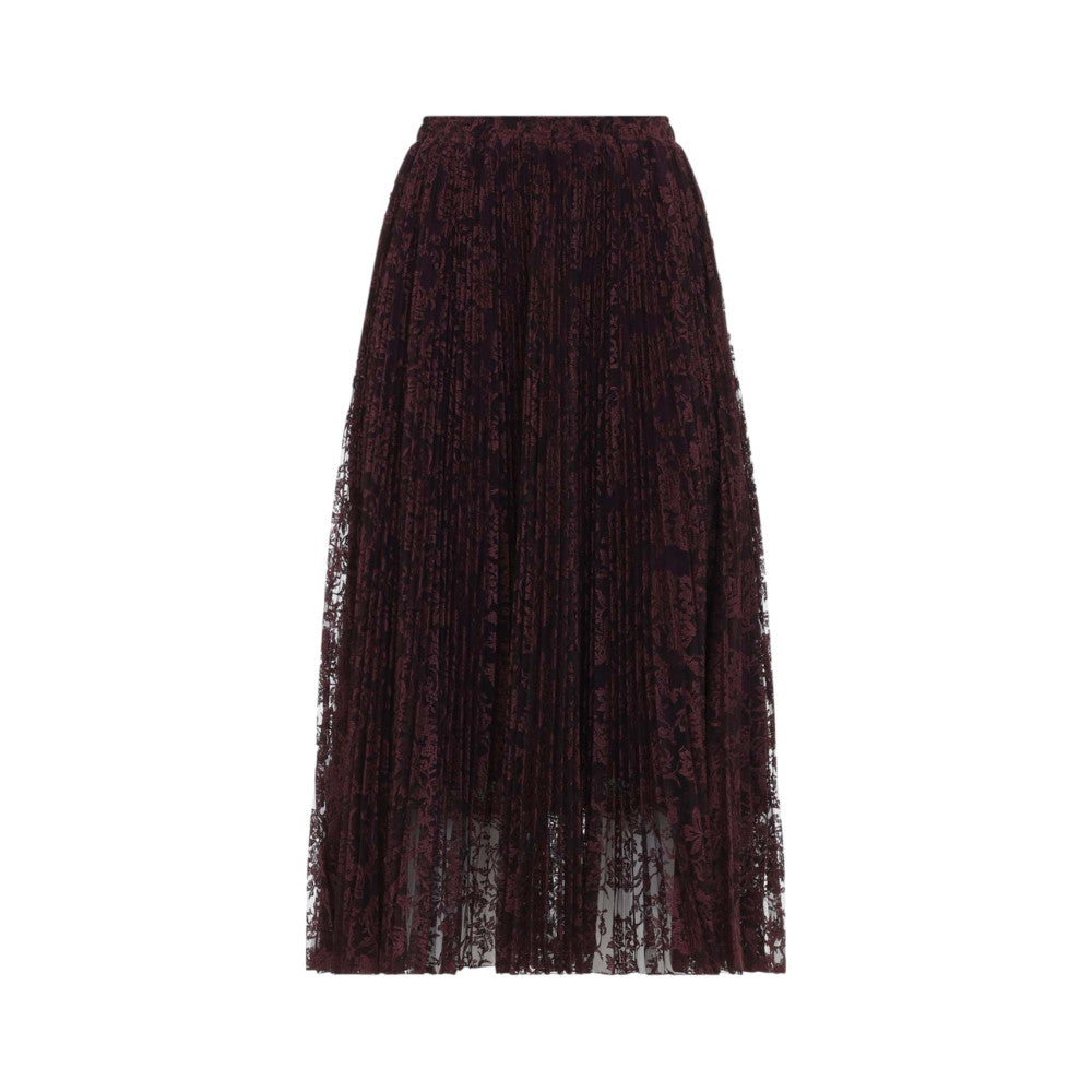 Maroon Lace Midi Skirt 1