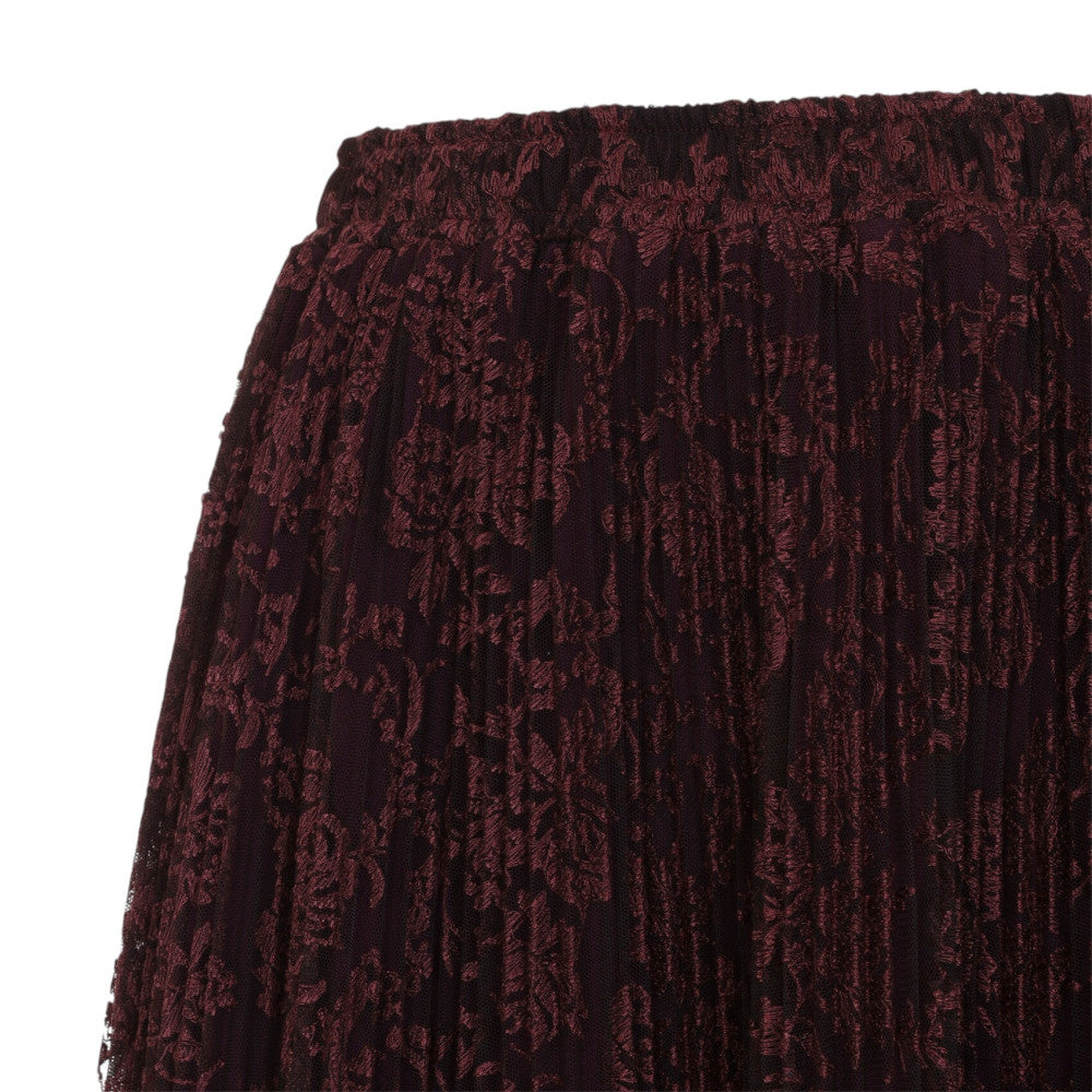 Maroon Lace Midi Skirt 2