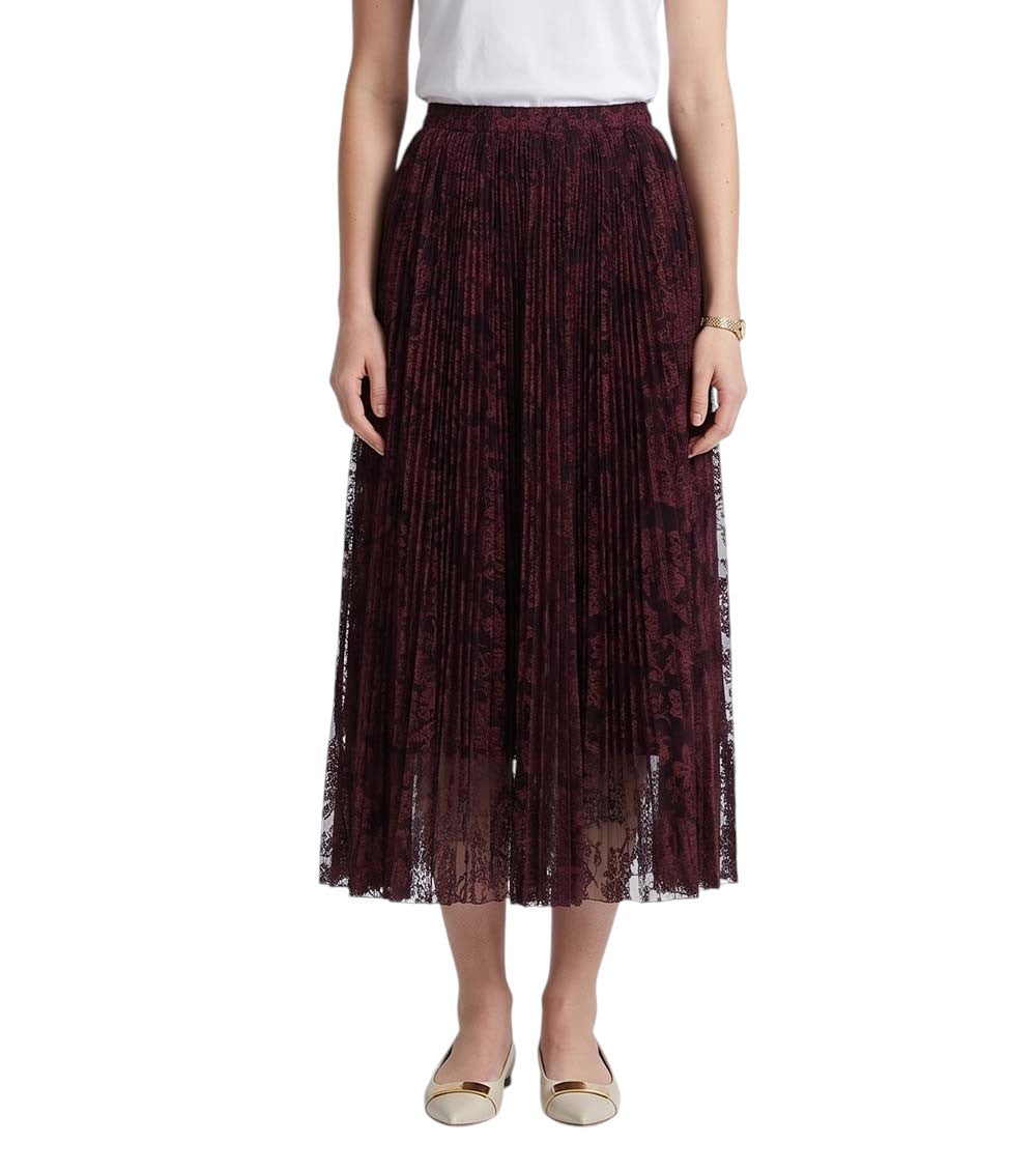 Maroon Lace Midi Skirt 3