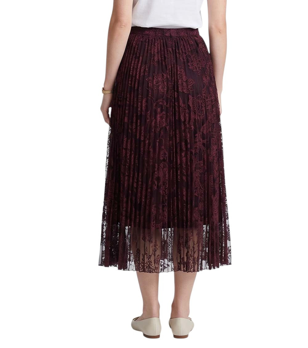 Maroon Lace Midi Skirt 4