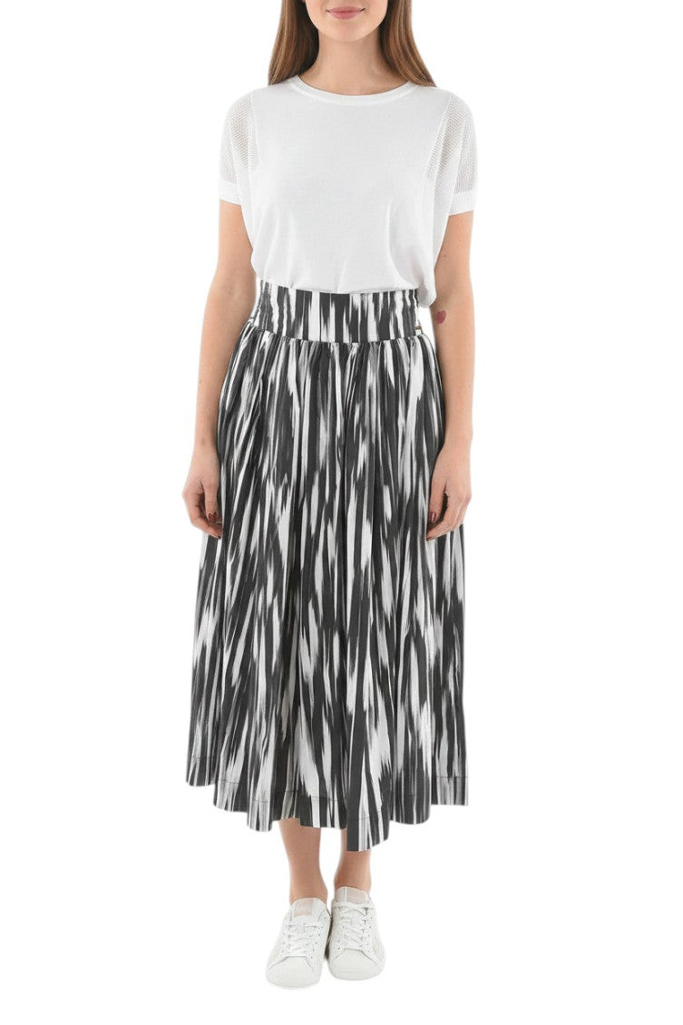 BlackWhite Abstract Midi Skirt 1