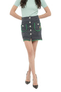 Dark Grey Textured Mini Skirt 1