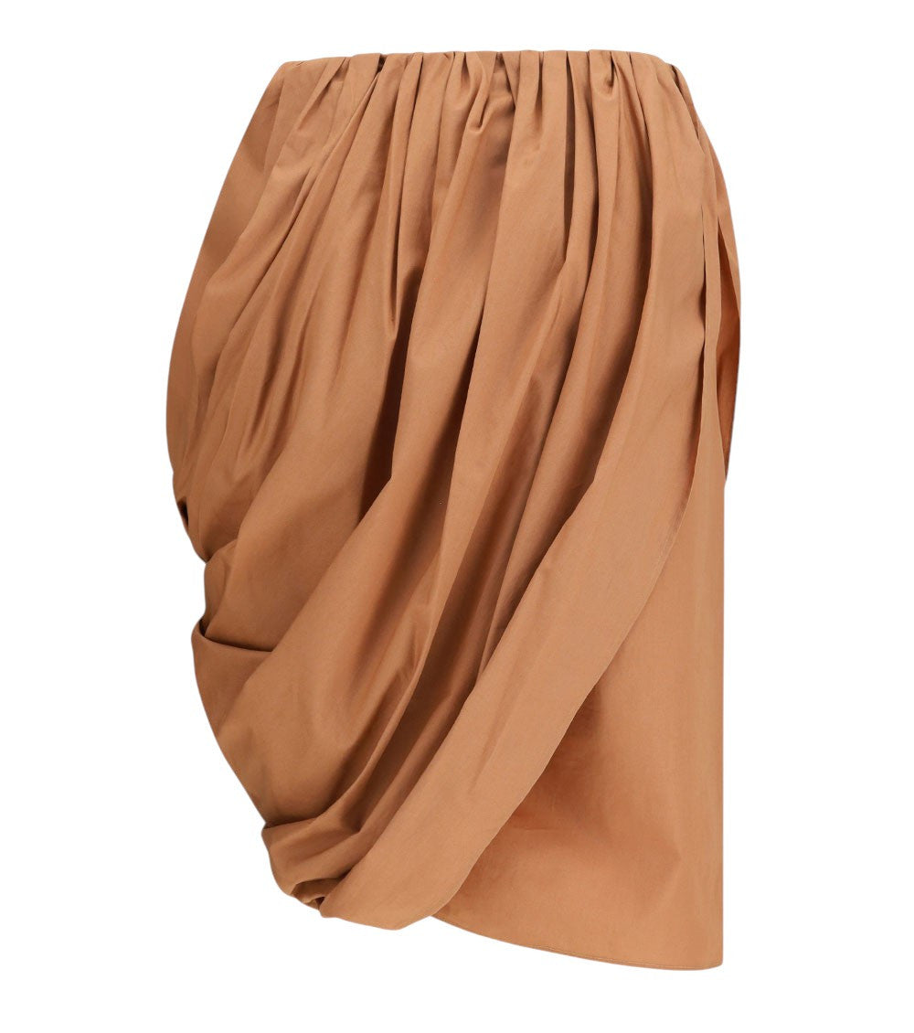 Beige Solid Knee Length Skirt 2