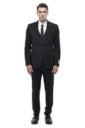 Black Notched Lapel Suit 1