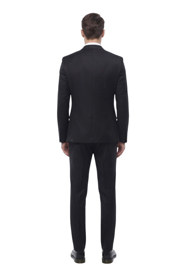 Black Notched Lapel Suit 2