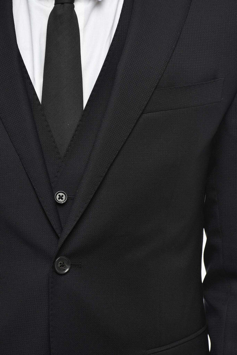 Black Notched Lapel Suit 4