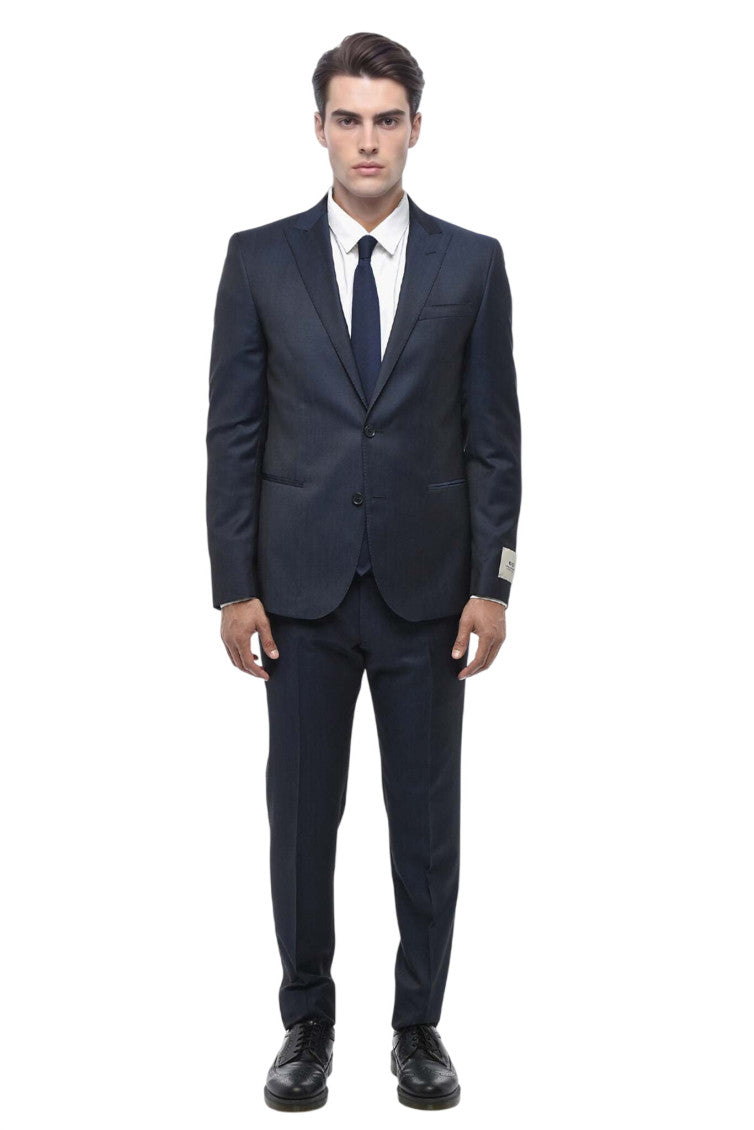 Blue Peaked Lapel Suit 1