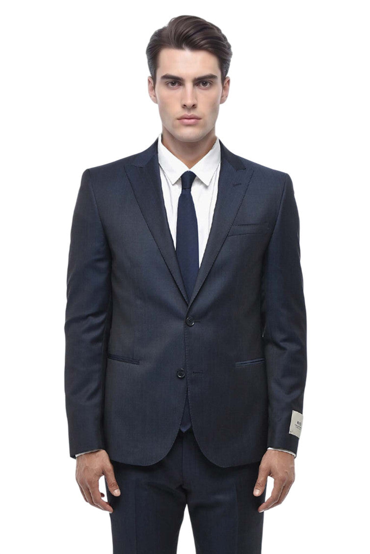 Blue Peaked Lapel Suit 3