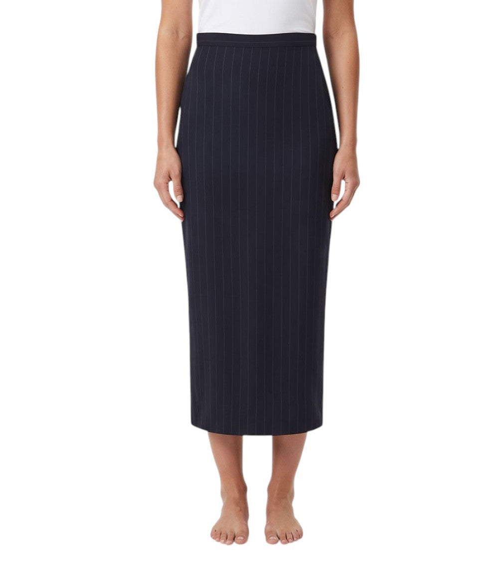 Dark Blue Stripes Midi Skirt 1