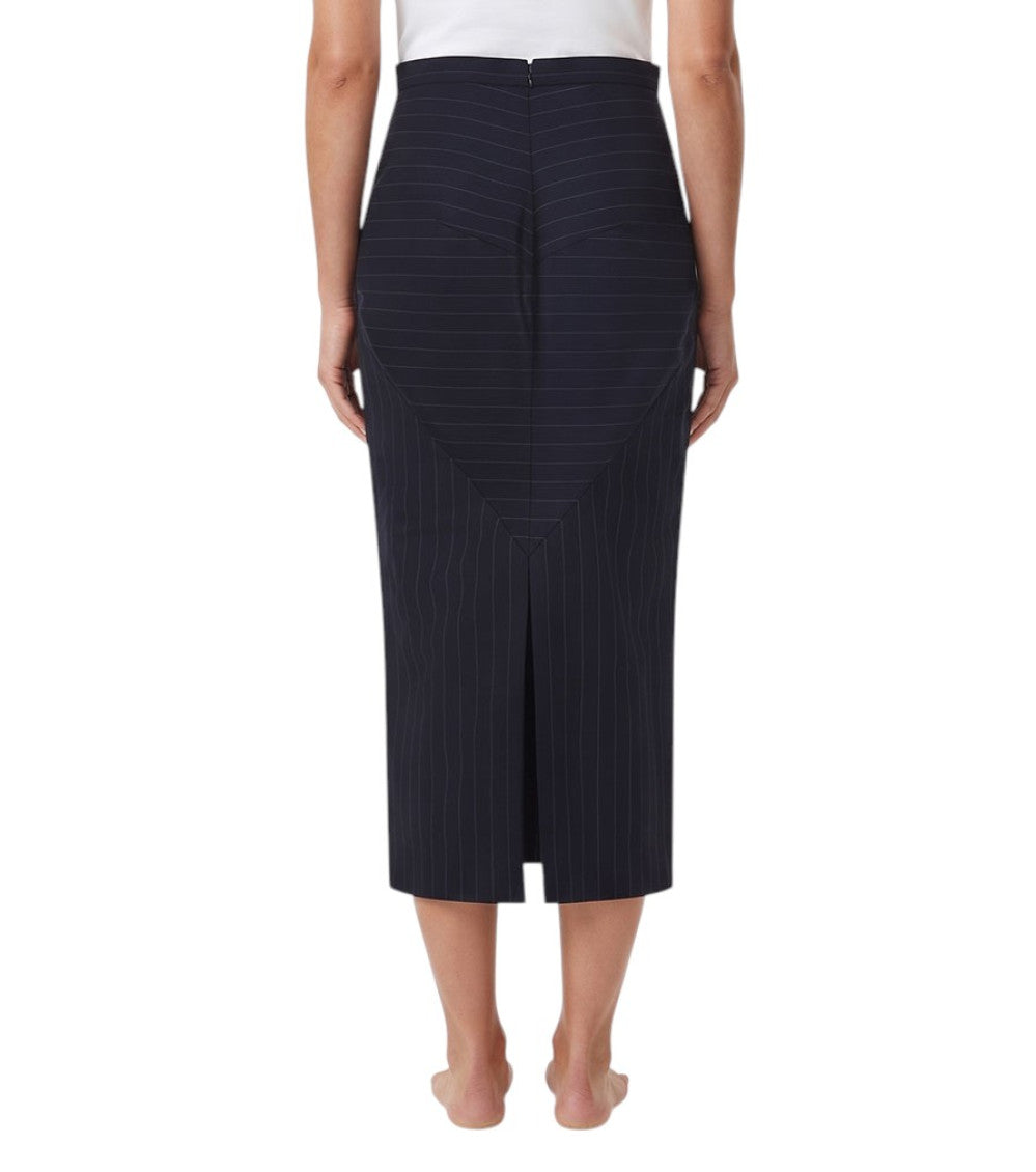 Dark Blue Stripes Midi Skirt 2