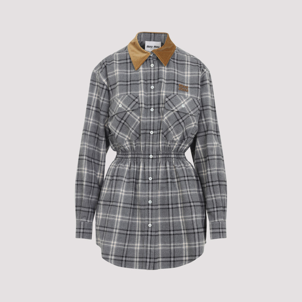 Grey Checkered Logo Dress 3