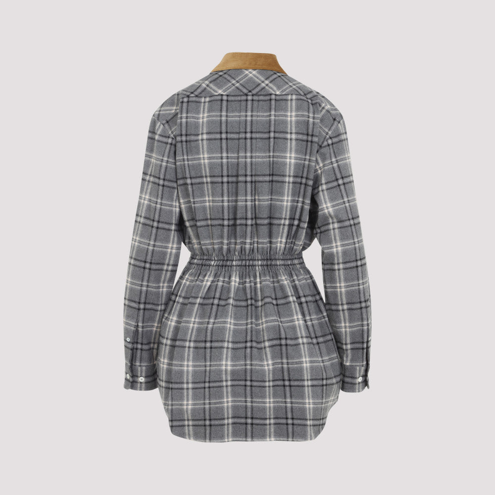 Grey Checkered Logo Dress 4