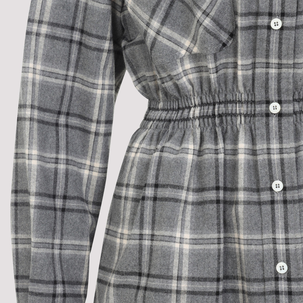 Grey Checkered Logo Dress 5