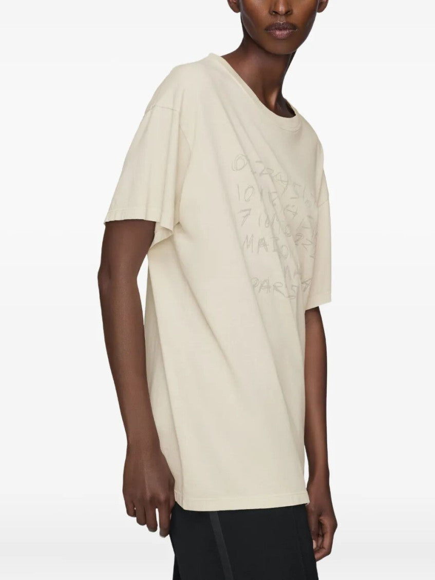 Beige Numerical Print T-Shirt 2