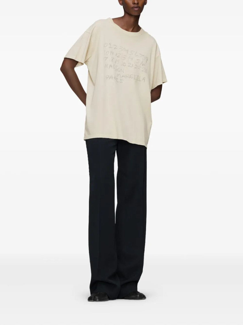Beige Numerical Print T-Shirt 4