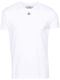 White Crewneck Logo Embroidery T-Shirt 1