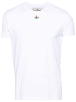 White Crewneck Logo Embroidery T-Shirt 1