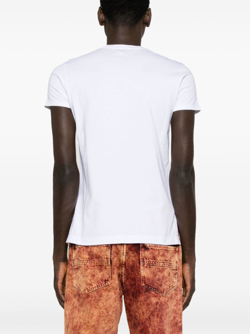 White Crewneck Logo Embroidery T-Shirt 2