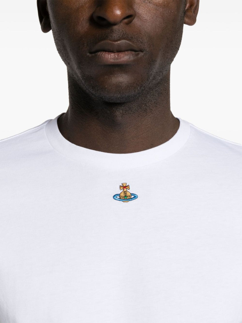 White Crewneck Logo Embroidery T-Shirt 3