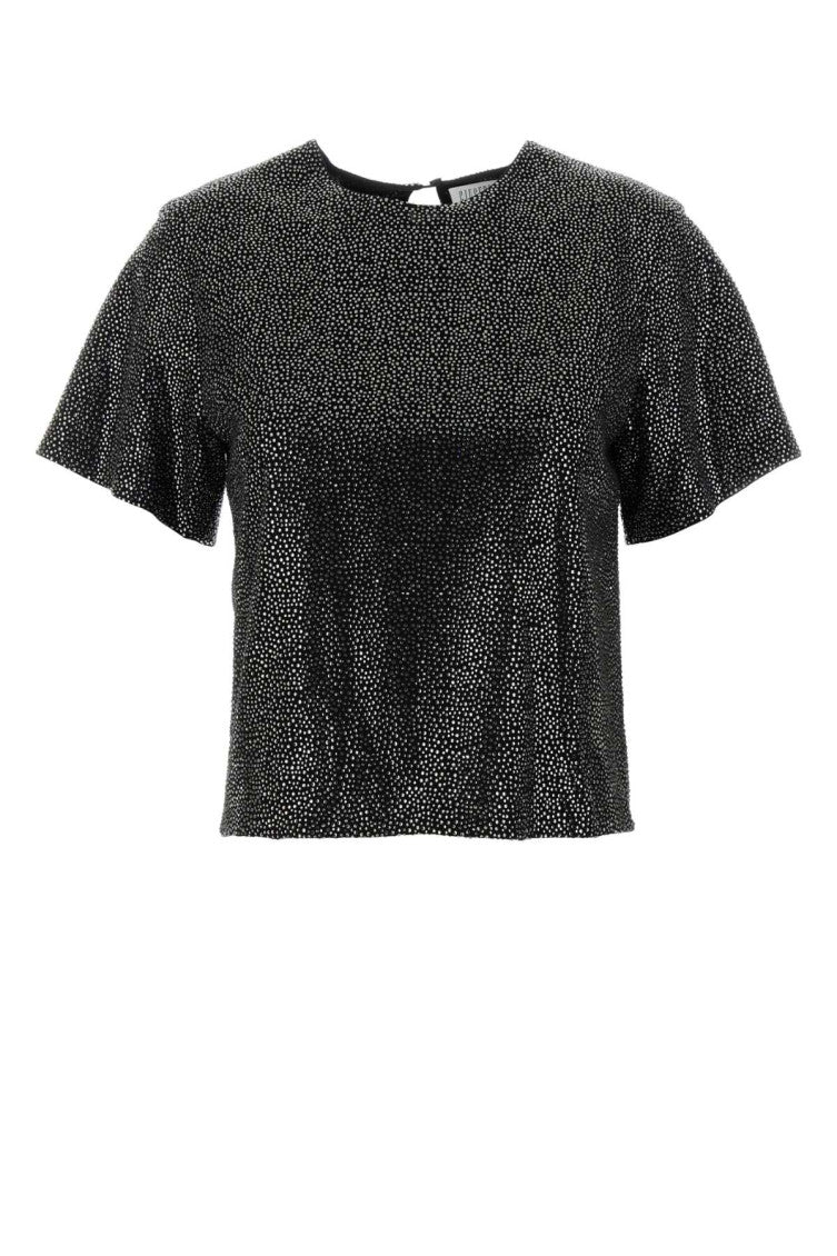 Black Embellished Viscose T-Shirt 1