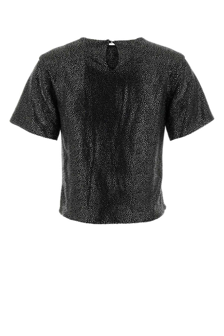 Black Embellished Viscose T-Shirt 2