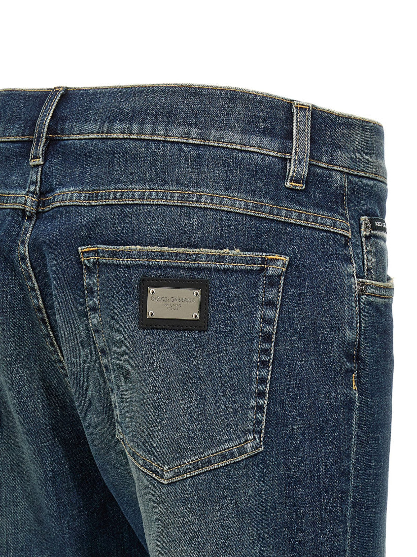 Blue Logo plaque jeans 4