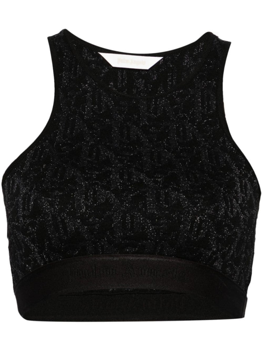 Black Monogram-jacquard Crop Top 1