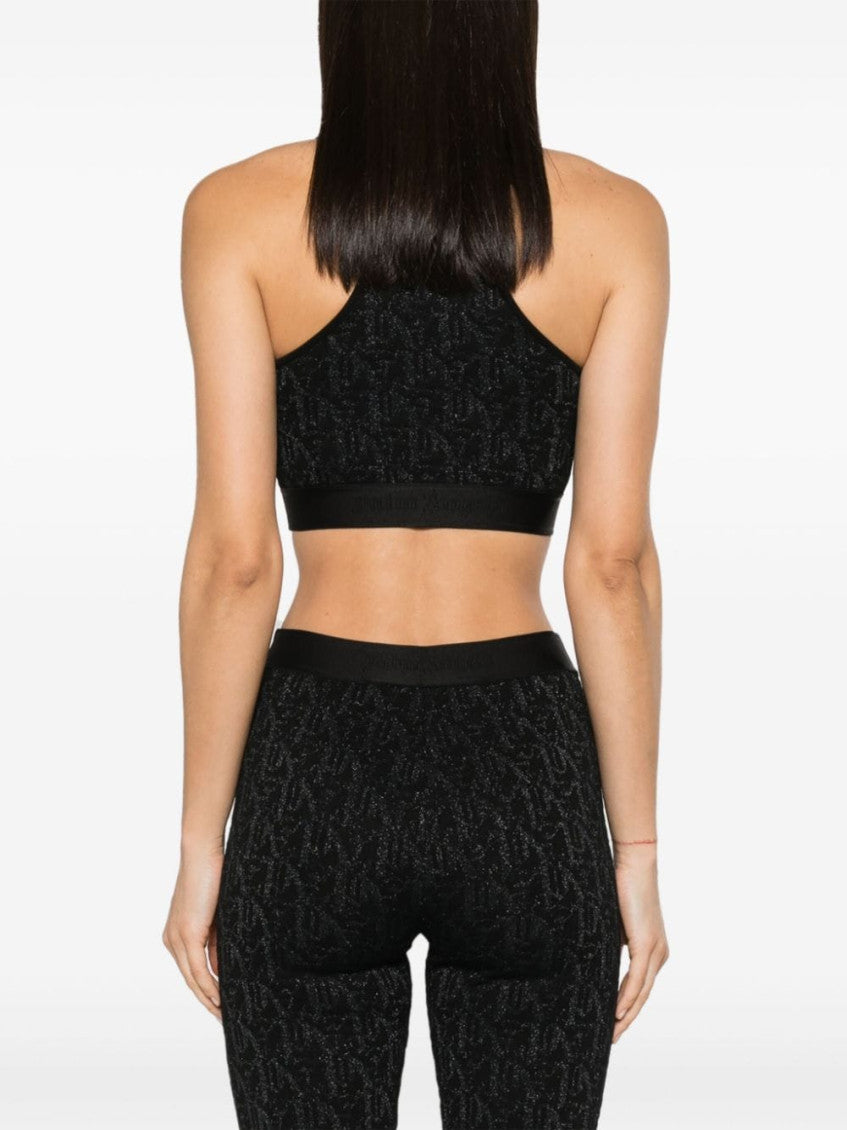 Black Monogram-jacquard Crop Top 4