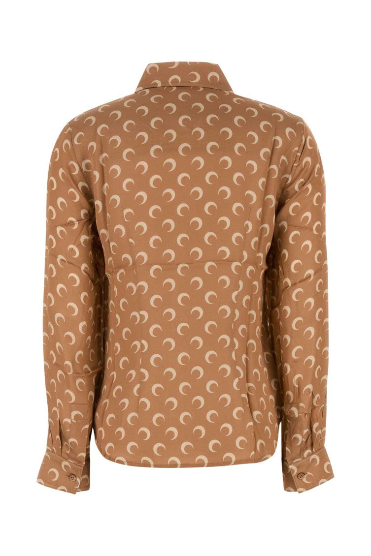 Brown Printed Satin Shirt 2