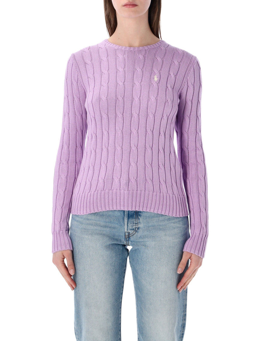Light Purple Round Neck Ribbed Sweaters 1